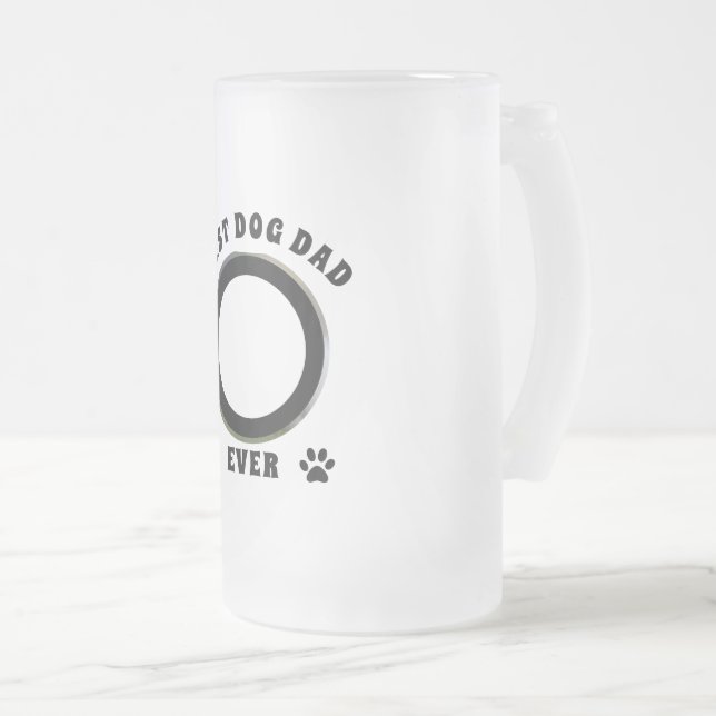 Best Dog Dad Ever Custom Photo Personalized Frosted Glass Beer Mug (Front Right)
