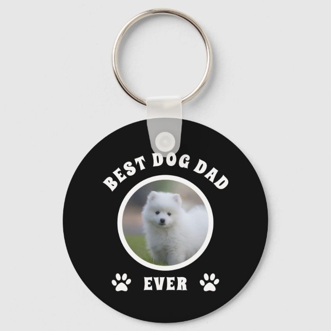 Best Dog Dad Ever Custom Photo Personalized Keychain (Front)