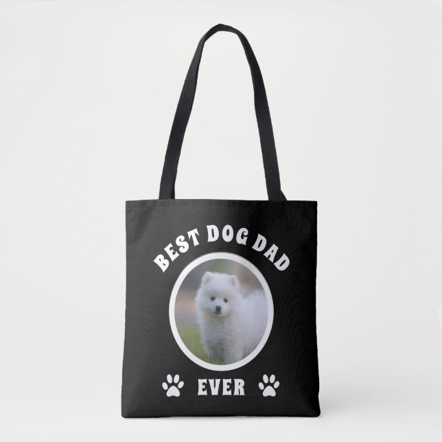 Best Dog Dad Ever Custom Photo Personalized Tote Bag (Front)