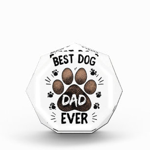 Best Dog Dad Ever – Cute Paw Print Dog Lover Acrylic Award