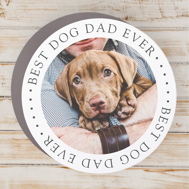 Best Dog Dad Ever Elegant Simple Custom Photo Car Magnet (Creator Uploaded)