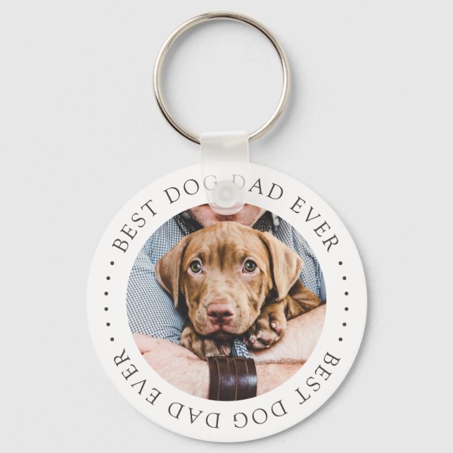 Best Dog Dad Ever Elegant Simple Custom Photo Keychain (Front)