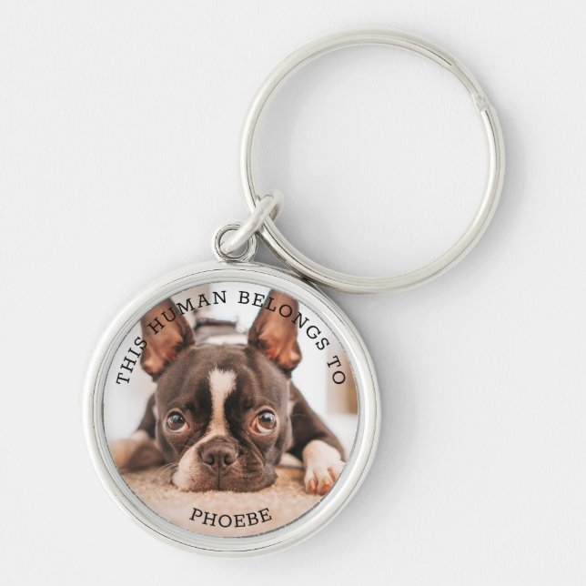 Best Dog Dad Ever Elegant Simple Custom Photo  Keychain (Front)