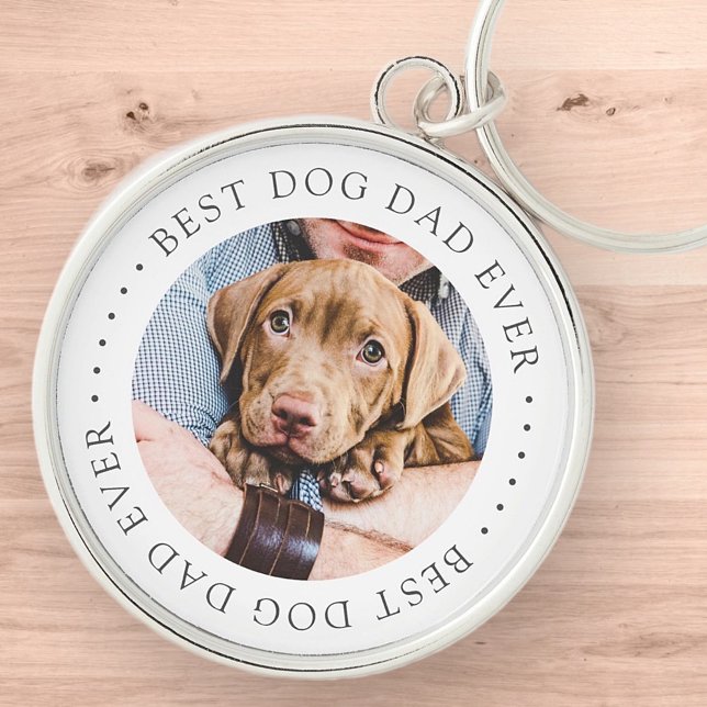 Best Dog Dad Ever Elegant Simple Custom Photo Keychain (Creator Uploaded)