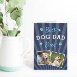 Best Dog Dad Ever | Father's Day Photo Card<br><div class="desc">Celebrate a beloved doggie daddy this Father's Day with this cool photo greeting card design that features two favorite photos of his furbaby with the phrase "best Dog Dad ever" in white and blue lettering. Add an additional photo to the inside,  along with a pre-printed message from his pup.</div>
