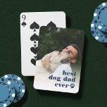 Best Dog Dad Ever | Father's Day Photo Poker Cards<br><div class="desc">Create a sweet Father's Day gift for a devoted pet dad with these cute photo playing cards. Customize with a favorite photo of his furbaby,  with "best dog dad" overlaid in modern navy blue lettering with a pawprint illustration.</div>