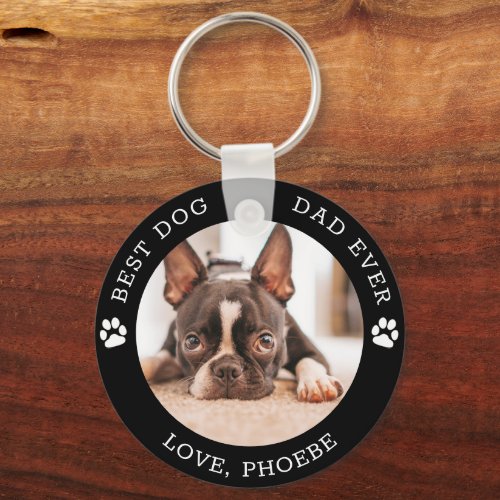 Best Dog Dad Ever French Bulldog Custom Photo Keychain