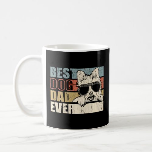 Best Dog Dad Ever Funny Glasses Yorkie Retro  Coffee Mug