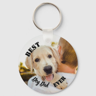 Best Dog Dad Ever Funny Pet Photo Keychain