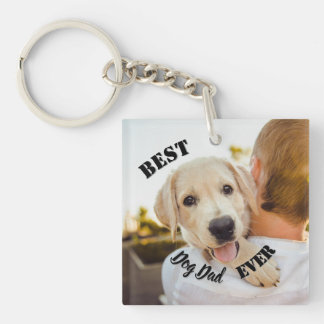 Best Dog Dad Ever Funny Pet Photo Keychain