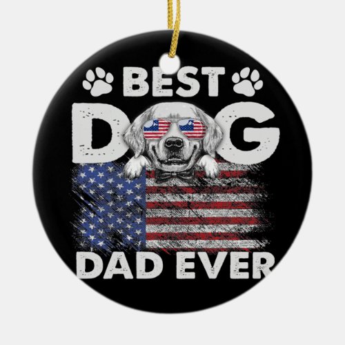Best Dog Dad Ever Golden Retriever Lovers USA Ceramic Ornament