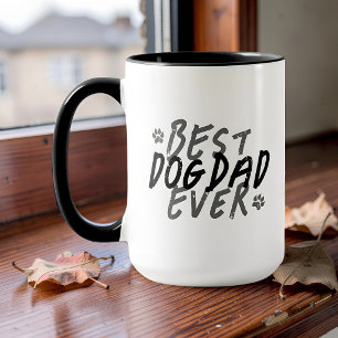 Best Dog Dad Ever Modern Black and Gray Grunge Mug