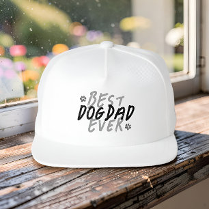 Best Dog Dad Ever Modern Black and Gray Grunge Snap Back Hat