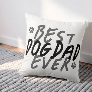 Best Dog Dad Ever Modern Black and Gray Grunge Throw Pillow