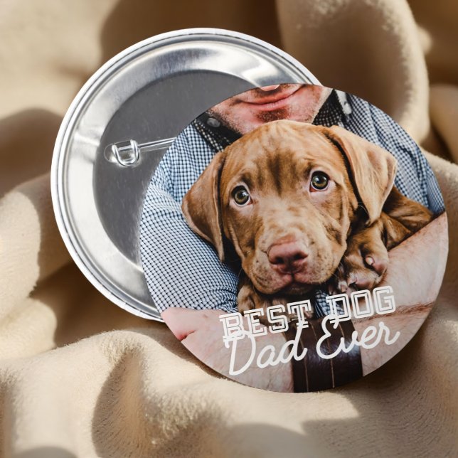 Best Dog Dad Ever Modern Custom Pet Photo Button (Creator Uploaded)