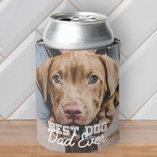 Best Dog Dad Ever Modern Custom Pet Photo Can Cooler