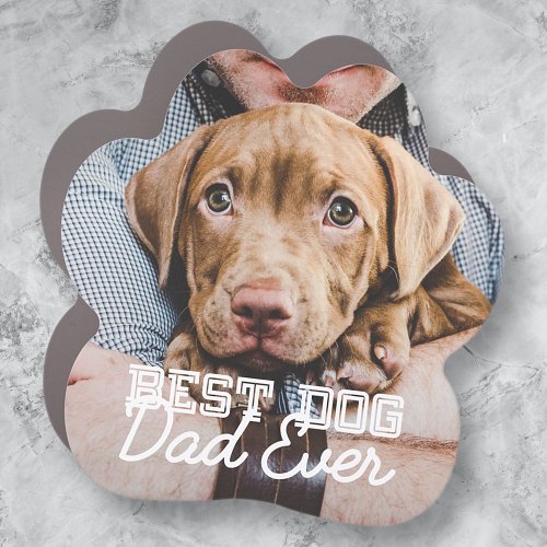 Best Dog Dad Ever Modern Custom Pet Photo Car Magnet