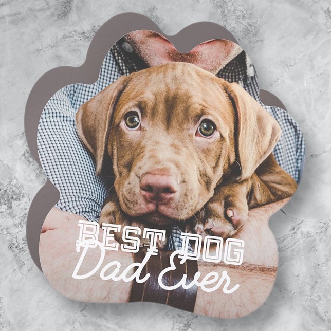 Best Dog Dad Ever Modern Custom Pet Photo Car Magnet (Creator Uploaded)
