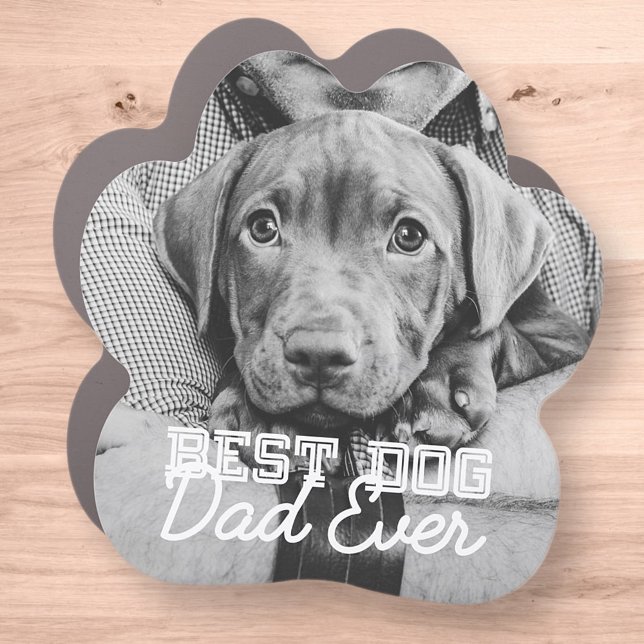 Best Dog Dad Ever Modern Custom Pet Photo Car Magnet (Creator Uploaded)