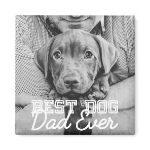 Best Dog Dad Ever Modern Custom Pet Photo Magnet
