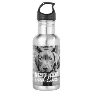 Best Dog Dad Ever Modern Custom Pet Photo Stainless Steel Water Bottle