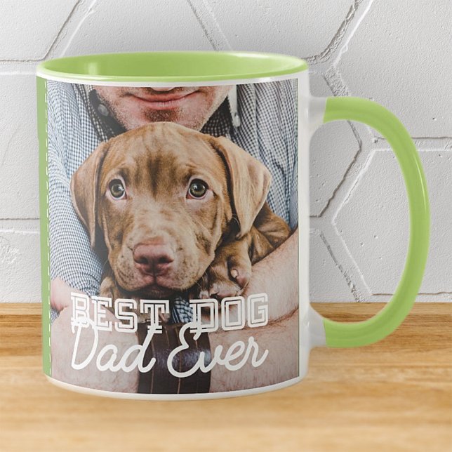 Best Dog Dad Ever Modern Custom Photo and Dog Name Mug (Creator Uploaded)