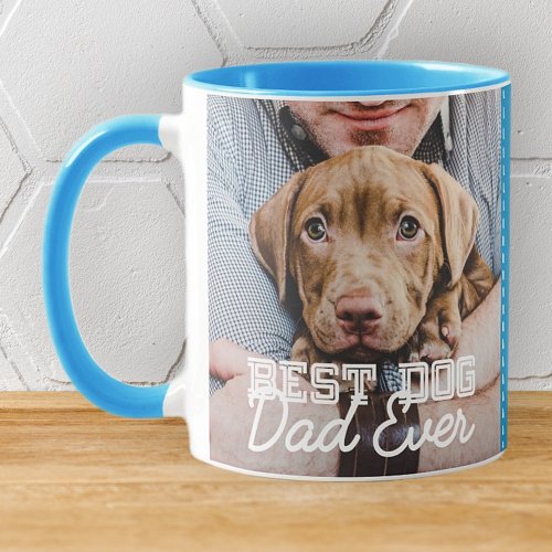 Best Dog Dad Ever Modern Custom Photo and Dog Name Mug