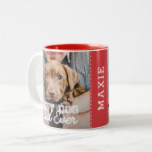 Best Dog Dad Ever Modern Custom Photo and Dog Name Two-Tone Coffee Mug (Front Left)