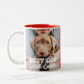 Best Dog Dad Ever Modern Custom Photo and Dog Name Two-Tone Coffee Mug (Left)