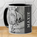 Best Dog Dad Ever Modern Custom Photo and Dog Name Two-Tone Coffee Mug<br><div class="desc">This simple and classic design is composed of serif typography and add a custom photo</div>