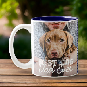 Best Dog Dad Ever Modern Custom Photo and Dog Name Two-Tone Coffee Mug