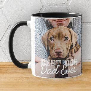 Best Dog Dad Ever Modern Custom Photo and Dog Name Frosted Glass Coffee Mug
