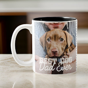 Best Dog Dad Ever Modern Custom Photo and Dog Name Two-Tone Coffee Mug