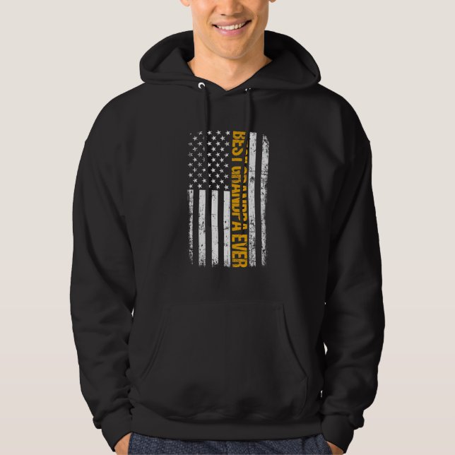 Best Dog Dad Ever Outfit Retro American Flag Dog Hoodie (Front)