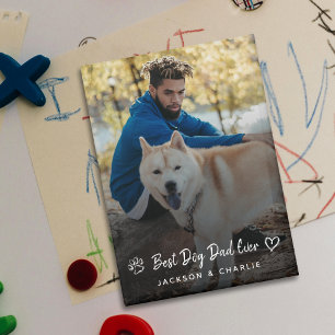 Best Dog Dad Ever Paw Heart Custom Photo and Name Magnet