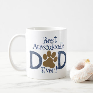 Best Dog Dad Ever, Paw Print & Denim, Photo Coffee Mug