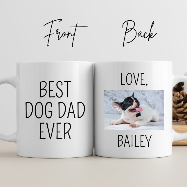 Best Dog Dad Ever Personalize Photo Daddy Birthday Coffee Mug (Creator Uploaded)