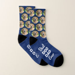 Best Dog Dad Ever Personalized Blue Pet Photo Socks