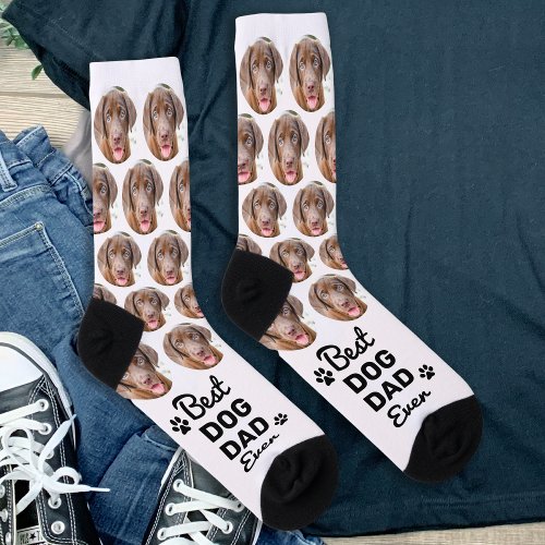 Best DOG DAD Ever Personalized Cute Pet Photo Crew Socks