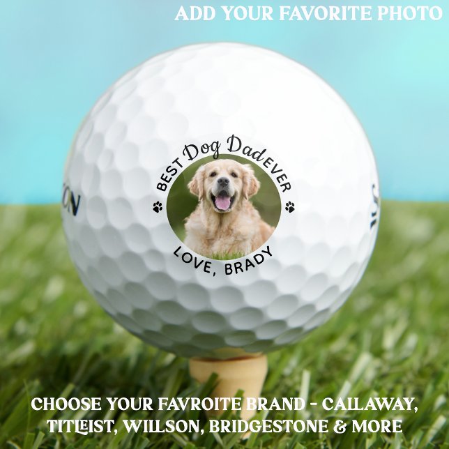 Best DOG DAD Ever Personalized Modern Pet Photo Golf Balls (Creator Uploaded)