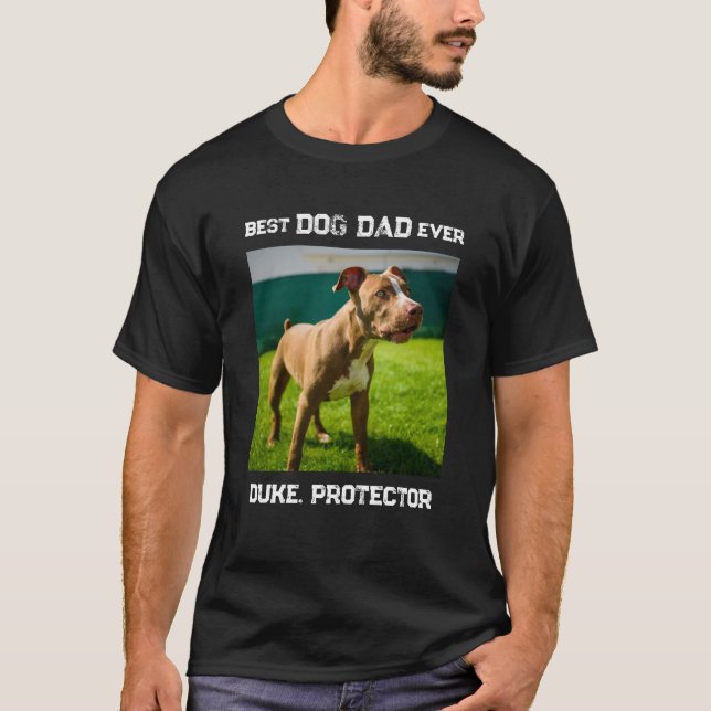 Best Dog Dad Ever Personalized Pet Photo black T-Shirt (Front)