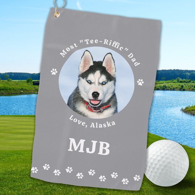 Best DOG DAD Ever Personalized Pet Photo Golf Towel (Creator Uploaded)