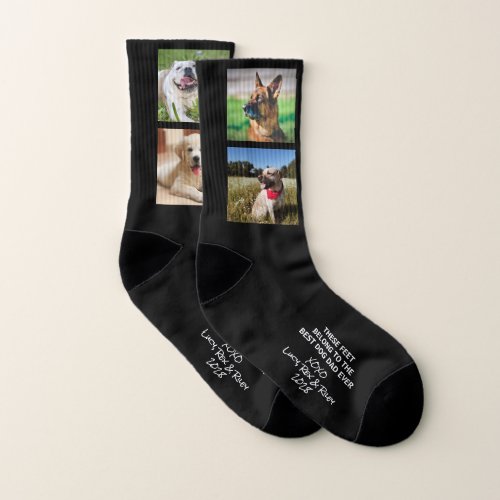 Best Dog Dad Ever Personalized Photos Black Socks