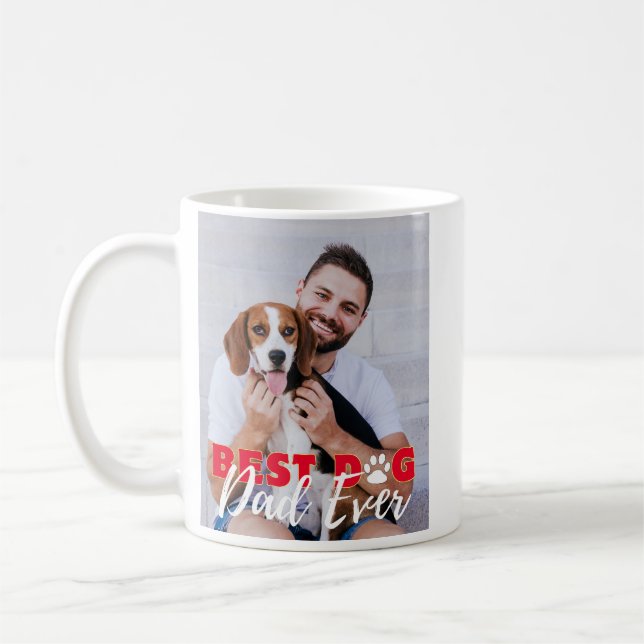 Best Dog Dad Ever Personalized Photos Coffee Mug (Left)
