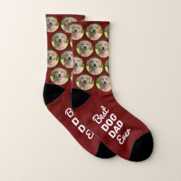 Best Dog Dad Ever Personalized Red Pet Photo Socks