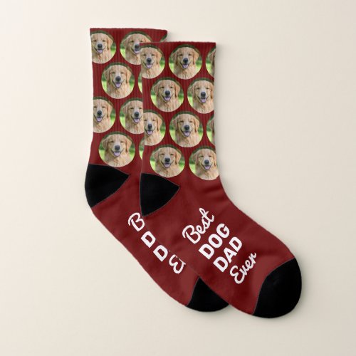 Best Dog Dad Ever Personalized Red Pet Photo Socks