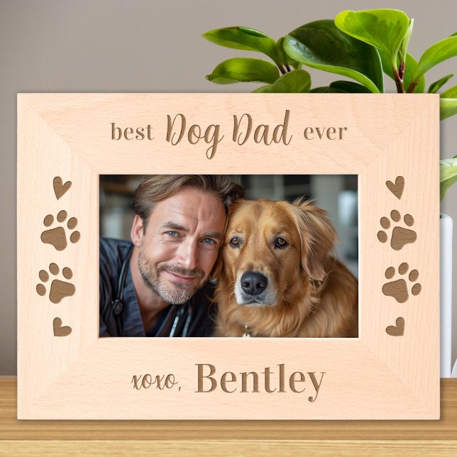 Best DOG DAD ever - Personalized Wooden Picture Engraved Frames (Creator Uploaded)