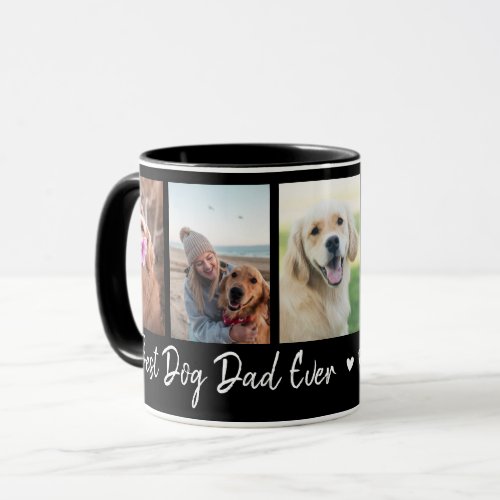 Best Dog Dad Ever Pet 5 Photo Collage Black   Mug