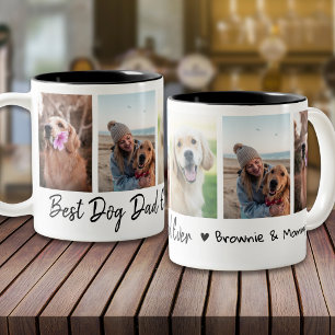 Best Dog Dad Ever Pet 5 Photo Collage Black Two-Tone Coffee Mug