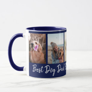 Best Dog Dad Ever Pet 5 Photo Collage Blue Mug